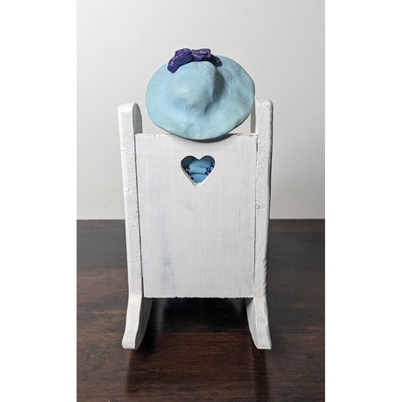 VTG Polymer Clay Handmade Old Woman Sitting on a Rocking Chair - 8" Hat Flowers - Picture 10 of 15